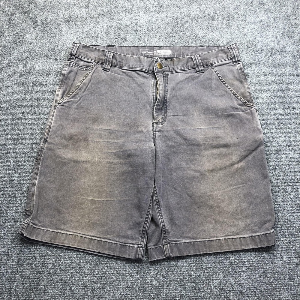 Carhartt Cargo Shorts Mens 36 Gray Canvas Relaxed Fit 11 Inseam Workwear Utility